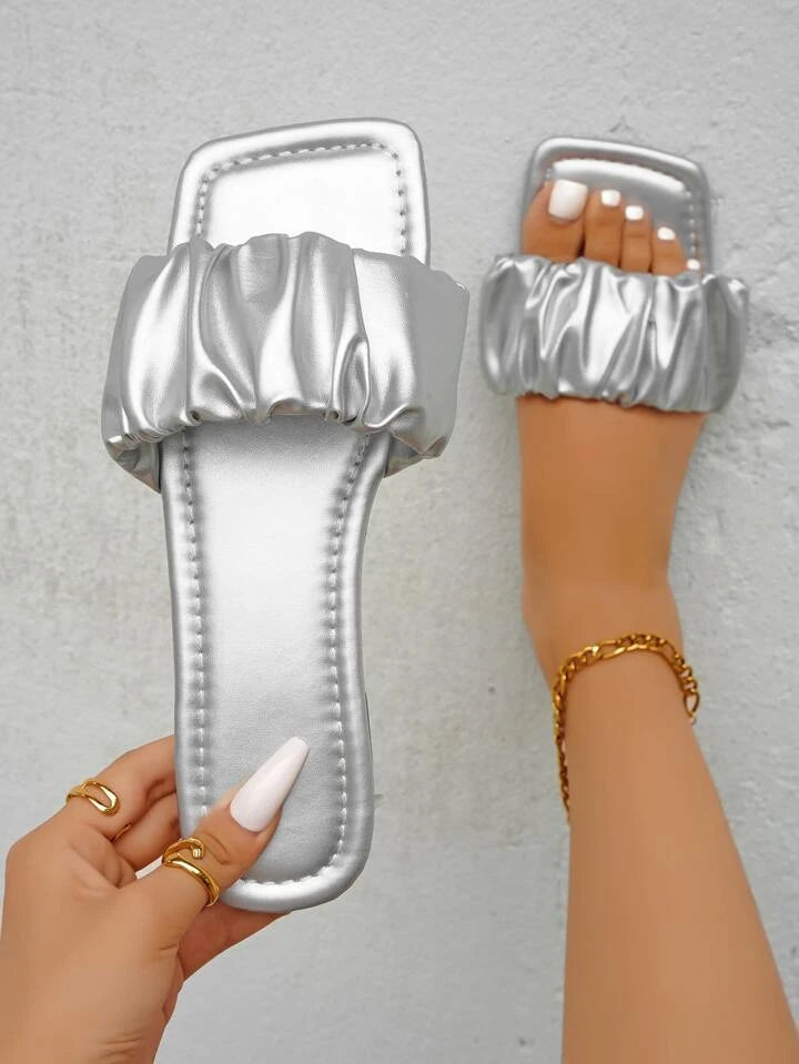 Trendy Women’s Slip-On Slippers – White, Cream & Black | Sizes 37-41 | Pakistan