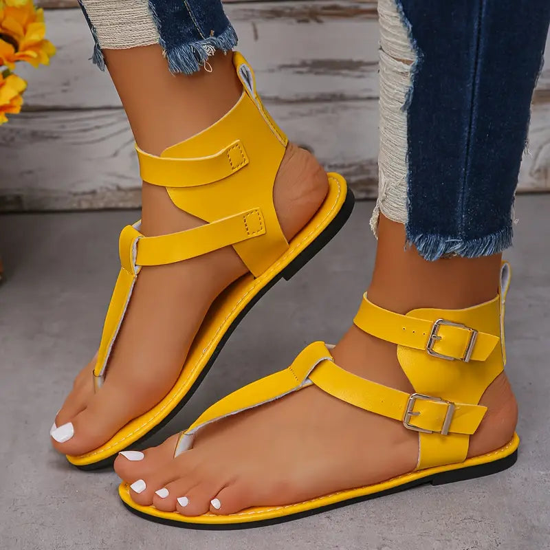 Stylish Women’s Flat Buckle Sandals – Comfortable Summer Footwear in 5 Colors (EU 37–41)