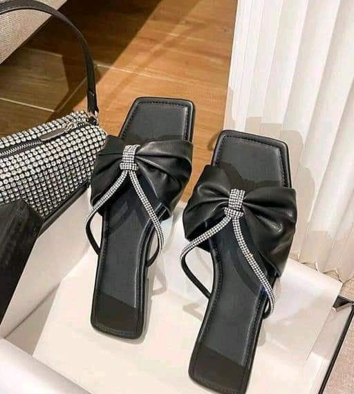 Women’s Stylish Bow Slippers with Rhinestone Straps – 4 Colors – Size 37-41 in Pakistan