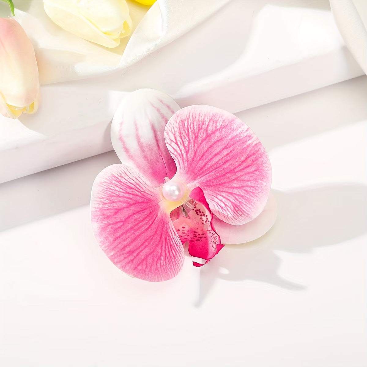Floral Orchid Heels with FREE Flower Clip – White | Sky Blue | Pink (Sizes 37–41)
