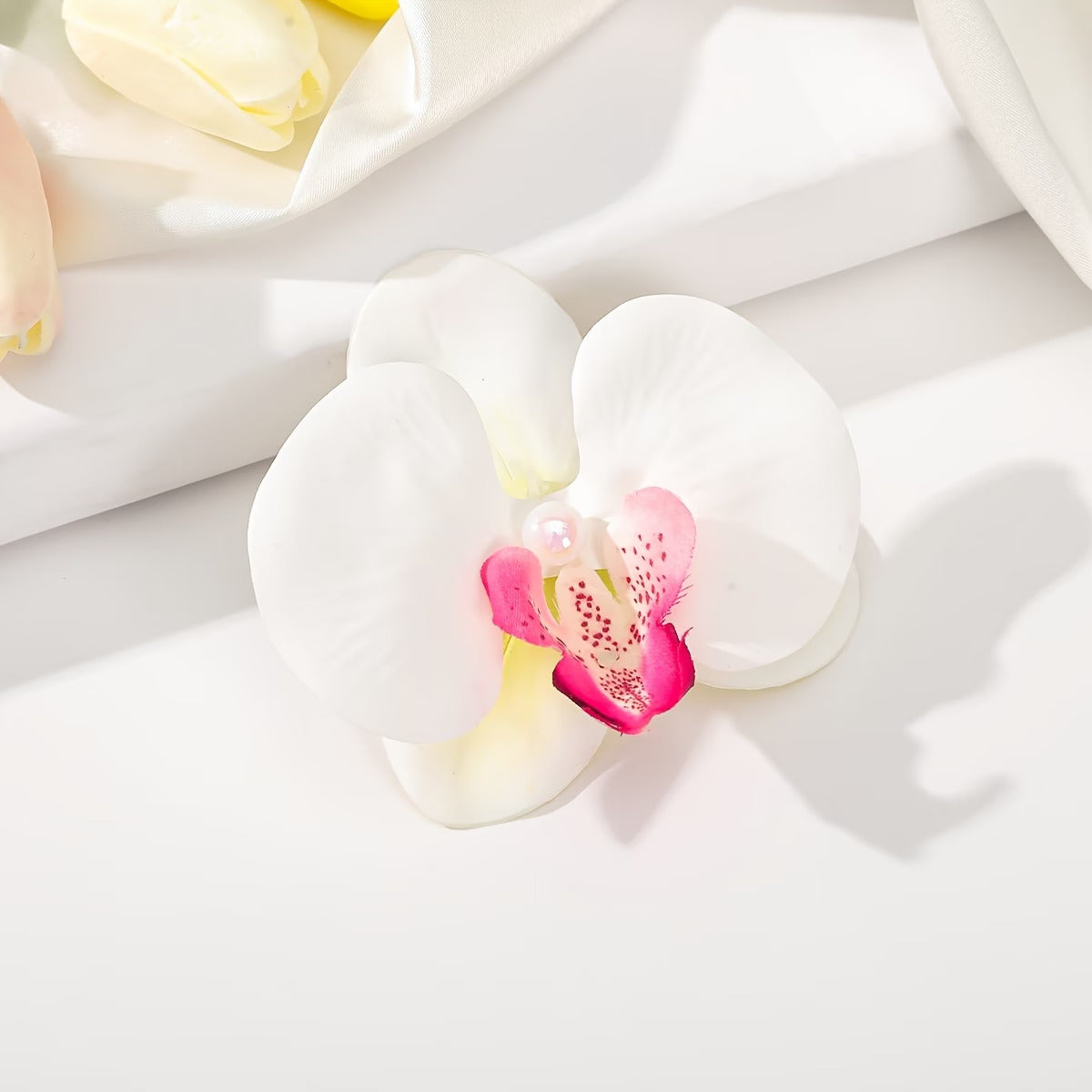 Floral Orchid Heels with FREE Flower Clip – White | Sky Blue | Pink (Sizes 37–41)