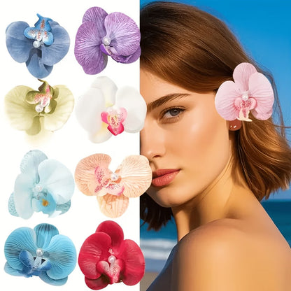 Floral Orchid Heels with FREE Flower Clip – White | Sky Blue | Pink (Sizes 37–41)