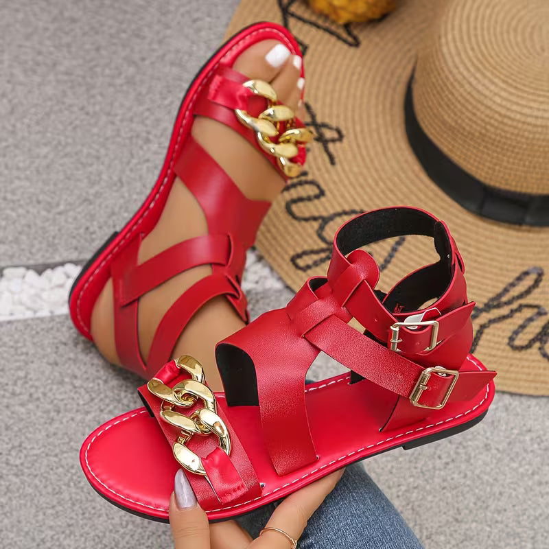 Premium Chain Detail Gladiator Sandals - EU 37-41