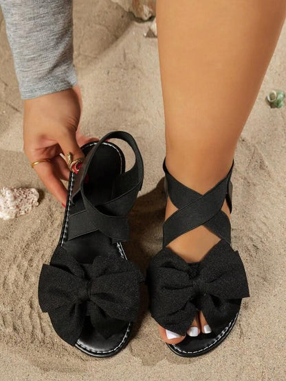 Women's Elegant Bow Sandals - Comfortable Flat Thong Sandals |black  Size 37-41"