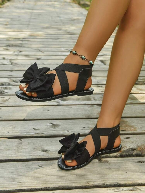 Women's Elegant Bow Sandals - Comfortable Flat Thong Sandals |black  Size 37-41"
